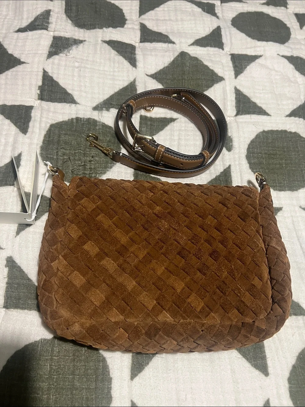 Tory Burch Thea Woven Suede Crossbody Flap